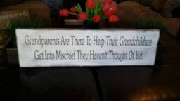 Grandparents Distressed Wood Sign Rustic Large Primitive Farmhouse Decor Wall Hanging Help Grandchildren Get Into Mischief Grandparent Gift - thumbnail 1