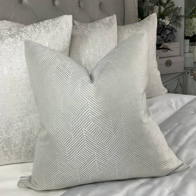 Designer Esher Cushion Cover Silver Grey Geometric Design Pillow High Quality - Handmade Uk/John Lewis Fabric - image 1