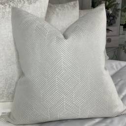 Designer Esher Cushion Cover Silver Grey Geometric Design Pillow High Quality - Handmade Uk/John Lewis Fabric - thumbnail 2