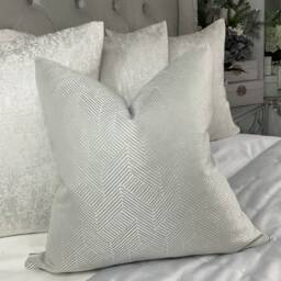 Designer Esher Cushion Cover Silver Grey Geometric Design Pillow High Quality - Handmade Uk/John Lewis Fabric - thumbnail 1