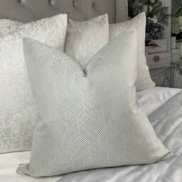 John Lewis & Partners Esher Fabric Geometric Cushion Pillow Cover Textured Silver Grey, Luxury Designer High Quality Handmade - thumbnail 3