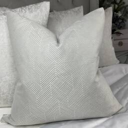 John Lewis & Partners Esher Fabric Geometric Cushion Pillow Cover Textured Silver Grey, Luxury Designer High Quality Handmade - thumbnail 2