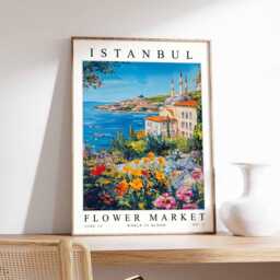 Istanbul Flower Market Print Colorful Turkish Floral Wall Art - thumbnail 1