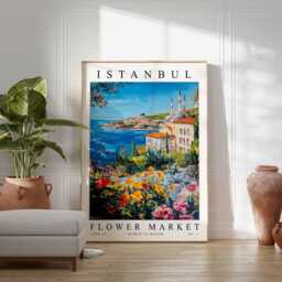 Istanbul Flower Market Print Colorful Turkish Floral Wall Art - thumbnail 2