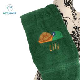 Tortoise Towel - Personalised Face Cloth/Hand Bath = Embroidered - thumbnail 1
