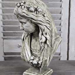 Stone Lady Bust Female Sculpture Ophelia White Stone Garden Feature Statue - thumbnail 2