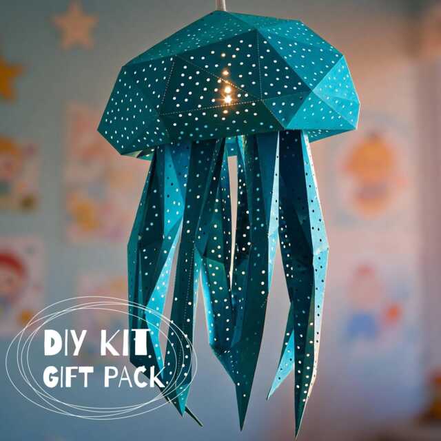 Bubble Jellyfish Lamp - Diy Night Light Papercraft Kit Pinpoint Dot Paper Lantern Nursery Bedroom Decor - image 1