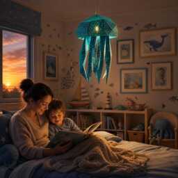 Bubble Jellyfish Lamp - Diy Night Light Papercraft Kit Pinpoint Dot Paper Lantern Nursery Bedroom Decor - thumbnail 4