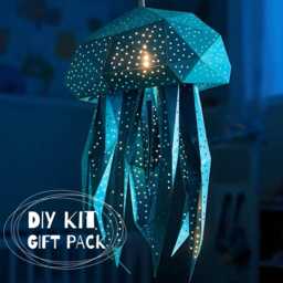 Bubble Jellyfish Lamp - Diy Night Light Papercraft Kit Pinpoint Dot Paper Lantern Nursery Bedroom Decor - thumbnail 2