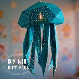 Bubble Jellyfish Lamp - Diy Night Light Papercraft Kit Pinpoint Dot Paper Lantern Nursery Bedroom Decor - thumbnail 1