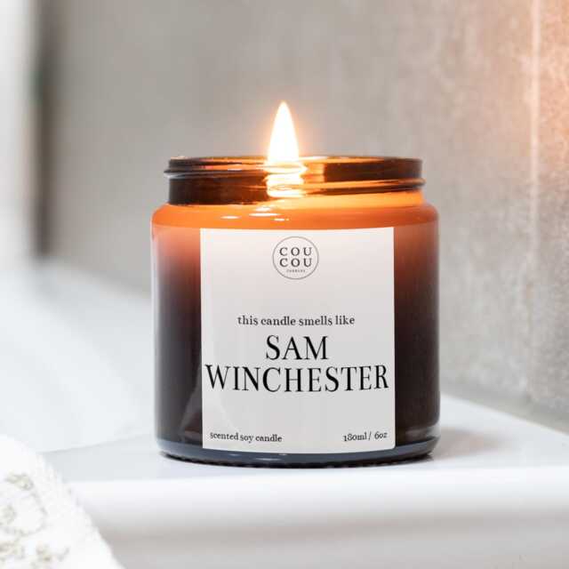 Sam Winchester Candle, Luxury Soy Wax, Supernatural Tv Show Gift - image 1