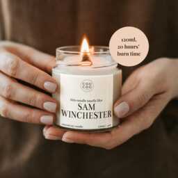 Sam Winchester Candle, Luxury Soy Wax, Supernatural Tv Show Gift - thumbnail 2
