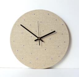 Cream Wall Clock - Decoupage Fabric Recycled Vinyl Record Gold Glitter Rhinestones