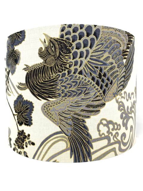Japanese Rooster Lampshade Gold & Black Oriental Style - image 1
