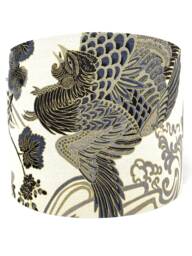 Japanese Rooster Lampshade Gold & Black Oriental Style