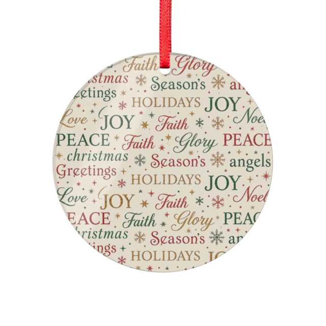Holiday Words Pattern Acrylic Ornament - Christmas Word Art - image 1