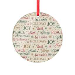 Holiday Words Pattern Acrylic Ornament - Christmas Word Art