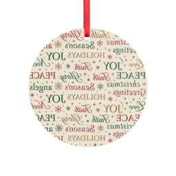 Holiday Words Pattern Acrylic Ornament - Christmas Word Art - thumbnail 2