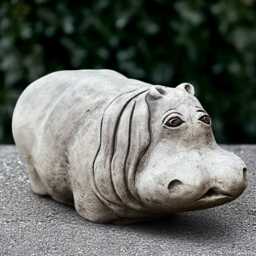 Stone Hippo Decoration Concrete Hippopotamus Statue Garden Animal Ornament Outdoor Wildlife Sculpture Handmade Yard Art Hippo Lover Gift - thumbnail 3