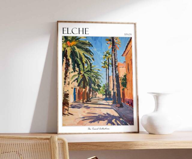 Elche Spain Travel Poster Palm Grove Wall Art - image 1