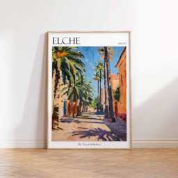Elche Spain Travel Poster Palm Grove Wall Art - thumbnail 3