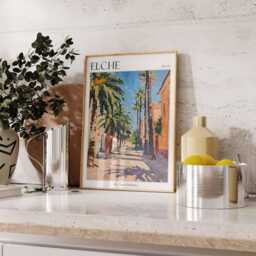Elche Spain Travel Poster Palm Grove Wall Art - thumbnail 2