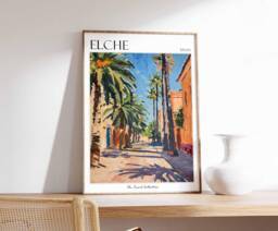 Elche Spain Travel Poster Palm Grove Wall Art - thumbnail 1