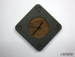 Concrete With Wooden Hole Rhombus Wall Clock - Modern Minimalist Art Home Deco Housewarming Gift Idea Wedding - thumbnail 1