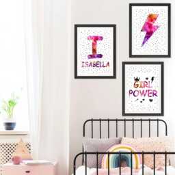 Girl Power Affirmation Art Custom Name Print, Modern Teen Room Decor - thumbnail 3