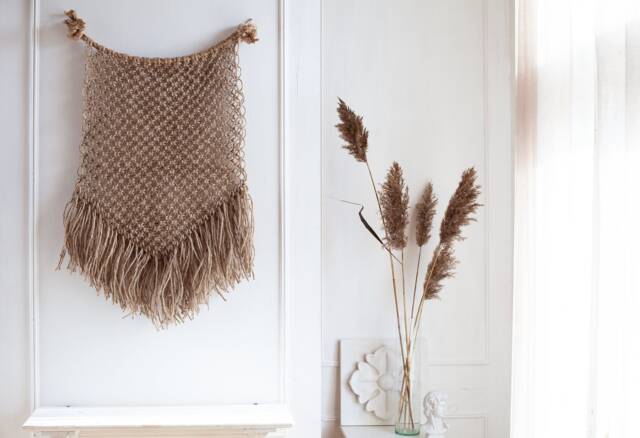 Macrame Jute Fringe Wall Hanging - Boho Style Decor - image 1