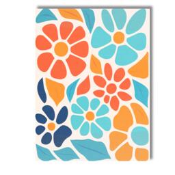 Contemporary Floral Collage With Blue & Orange Petals Canvas Wall Art Print Decor Picture Ready To Hang - thumbnail 1