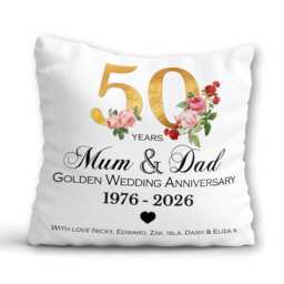 Personalised 50Th Anniversary Cushion Parents Golden Wedding Anniversary Gift Couple 50 Years Pillow Wife Mum Dad Nan Grandad - thumbnail 2