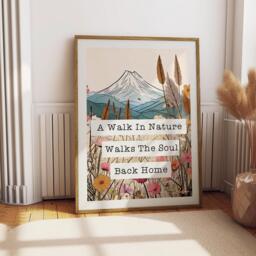 Nature Walk Quote Print Retro Hiking Art, Inspirational Typography - thumbnail 1
