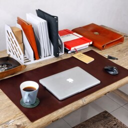 Personalized Full Grain Leather Desk Pad Blotter , Black Leather Table Mat, Large Office Writing Lmxxs - thumbnail 3