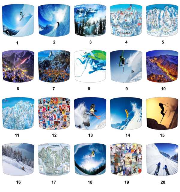 Skiing Snowboarding Drum Lampshade For Ceiling Light Pendants Or Table Lamp Bases