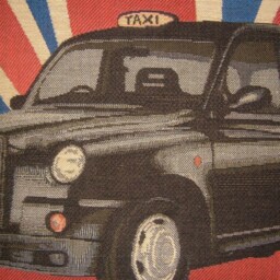 Union Jack Black London Taxi Cab Woven Tapestry Cushion Cover Sham - thumbnail 2