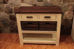 Handmade Distressed Kitchen Island, Black Walnut Top - thumbnail 1