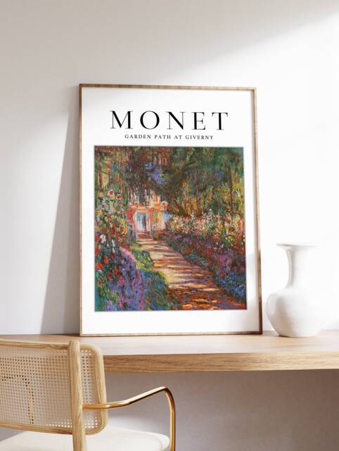 Claude Monet Exhibition Poster, Garden Path At Giverny, Art Print, Floral Wall Garden, Scenery, Nature, Gift Idea, A1/A2/A3/A4 - image 1
