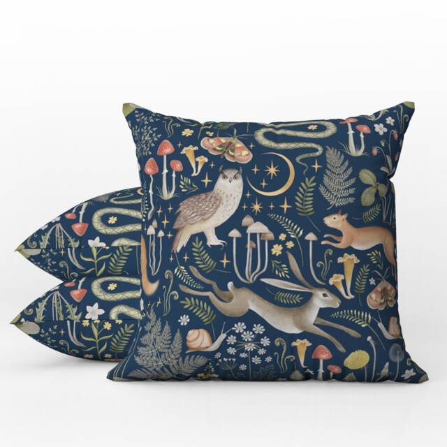 Outdoor Pillows - Weatherproof Garden Cushions Enchanted Forest Pattern Magical Woodland Animals Print Countryside House Style - image 1