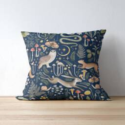 Outdoor Pillows - Weatherproof Garden Cushions Enchanted Forest Pattern Magical Woodland Animals Print Countryside House Style - thumbnail 2
