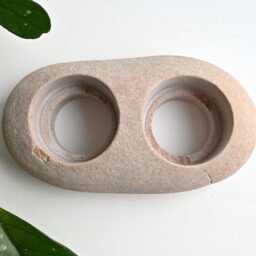 Double Tealight Holder, Stone Candleholder, Pebble Coastal Beach Tea Candle Rock Design - thumbnail 4