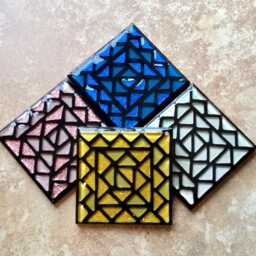 Coasters, Mosaic Vivid Colors, Housewarming Gift, Home Decor, Wine, Candles, Vases, Christmas - thumbnail 2