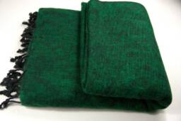 "Handmade Yak Wool Blanket Green Oversized Meditation Wrap - 57""x114" - thumbnail 1