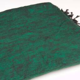 "Handmade Yak Wool Blanket Green Oversized Meditation Wrap - 57""x114" - thumbnail 2