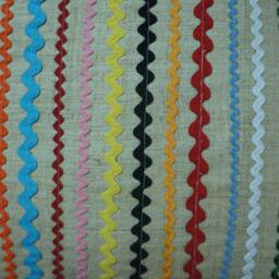Decorative Cushion Made From Hand Woven Hemp With Colourful Ric Rac Decoration - thumbnail 2
