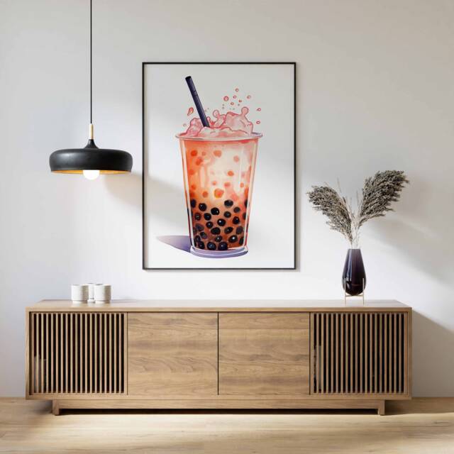 Food Print, Bubble Tea Poster, Art, Kitchen Decor, Retro Wall Vintage Large Asian Print - image 1
