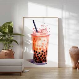 Food Print, Bubble Tea Poster, Art, Kitchen Decor, Retro Wall Vintage Large Asian Print - thumbnail 2