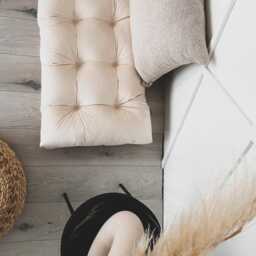Velvet Floor Cushion Cozy Reading Nook Pillow, Bench Cushion - thumbnail 2