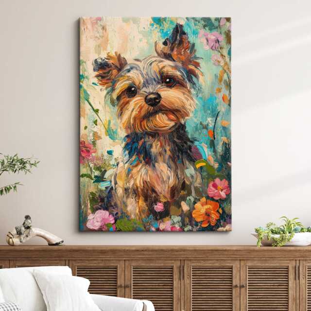 Yorkshire Terrier Abstract Oil Painting Framed Canvas & Print Large Sizes Wall Art Poster Pet Home Decor Interior Dog Lover Gift Idea - image 1