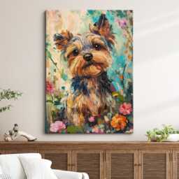 Yorkshire Terrier Abstract Oil Painting Framed Canvas & Print Large Sizes Wall Art Poster Pet Home Decor Interior Dog Lover Gift Idea - thumbnail 1